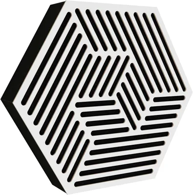 Produktbild von 6er-Set — Wandmontierte Akustikplatten | Schallabsorbierende & dekorative Holzpaneele zur Echoreduzierung| [HEXAGON | Weiß]