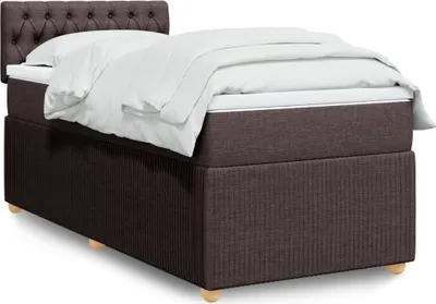 Produktbild von Möbel Boxspringbett mit Matratze Dunkelbraun 100x200 cm Stoff - Klassische Bettrahmen 3289677