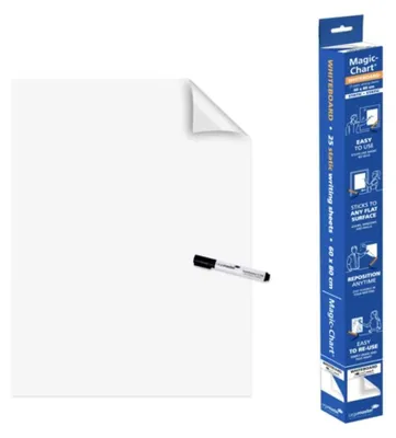 Immagine prodotto di Pellicola per lavagna bianca autoadesiva - 25 fogli - 60 x 80 cm - Bianco