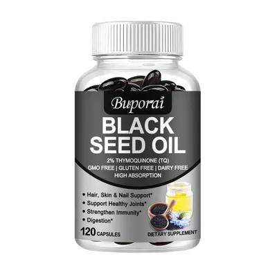 Produktbild von Black Seed Oil 1000 mg (120 Kapseln) Nahrungsergänzungsmittel, Haut, Haare, Nägel, Immunsystem, Gelenke, Verdauung