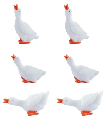 6 Mini-Gänsefiguren aus Harz, realistisch, 2,4–4,5 cm, für Dekoration