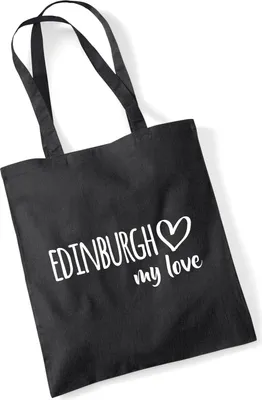 Produktbild von Huuraa Jutebeutel Edinburgh my love 10 Liter Black Baumwolle Tasche Geschenkidee