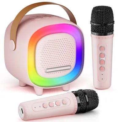 Immagine prodotto di Macchina karaoke - Microfono wireless doppio - Rosa - Bambini