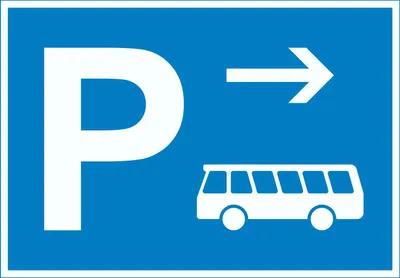 Produktbild von Bus Reisebus Parkplatz Schild mit Richtungspfeil rechts waagerecht A6 (105x148mm)