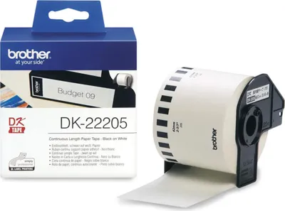 Image de Brother DK22205 DK-Endlosetiketten Papier - 62 mm x 30,48 m, schwarz auf weiß