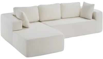 Obrázek produktu pro Sedačka Relax bez kostry, tvar L, kvalitní pěna, protiskluzová – barva krémová (bouclé)