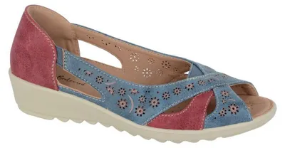Produktbild von Boulevard - Freizeitschuhe für Damen, Zehenfrei DF4666 (41 EU) (Blau/Rot)