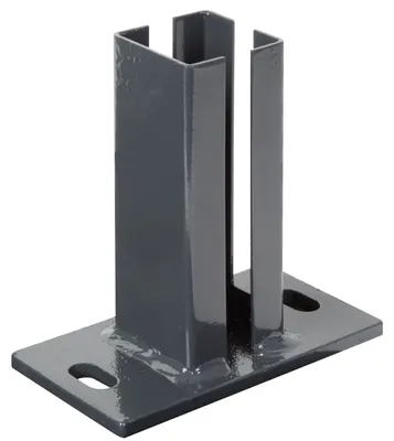 Image de Alberts 685447 Support de poteaux pour poteaux d'angle pour treillis à double barre, à visser, galvanisé à chaud, revêtement époxy anthracite RAL 7016, plaque 150 x 80 mm, pour poteaux 60 x 40 mm