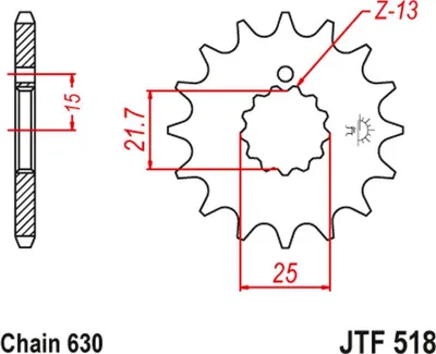 Produktbild von Jt Vorderes Ritzel 518 14 Für Kawasaki Z 650 /750 '79-'83 (51814Jt) (Kette 630)