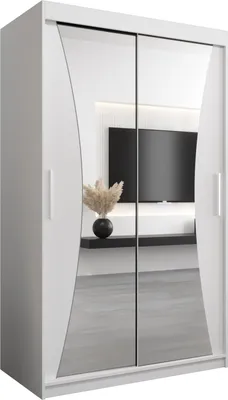 Produktbild von Kleiderschrank, Schiebetürenschrank Schlafzimmer, Schrank mit Spiegel MONACO 120 cm