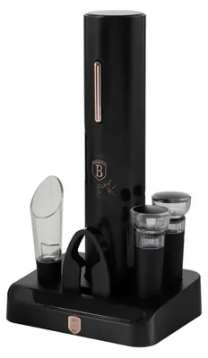 Produktbild von Berlinger Haus Elektrischer Korkenzieher BH-9653 Schwarz/Roségold 6-in-1 Set mit Folienmesser, Weindekanter, Vakuumkorken und S