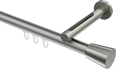 Produktbild von Interdeco Innenlaufstange / Gardinenstange mit Innenlauf Silbergrau / Edelstahl-Optik, Typ Siteno Sitra (Konus), 20 mm Ø 1-läufig, 120 cm