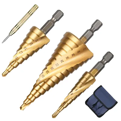 Productafbeelding van Trapboor set 4 stuks, 4 tot 32 mm, titanium coating, voor metaal