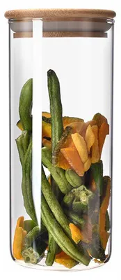 Vorratsdosen Glas mit Bambusdeckel, luftdicht, 20 x 8 cm