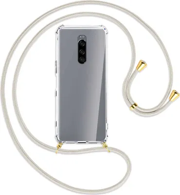 Produktbild von Handykette Backcover-Schutzhülle mit Band (Metall goldfarben) für Sony Xperia 1 - broken white