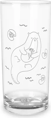 Produktbild von Mr. & Mrs. Panda Cocktailglas Otter Seerose 400 ml - Transparent - Geschenk, Seeotter, Glas, Wasserglas, Wasserbecher, Wasser, Fluss, Tumbler, Longdrinkglas, glücklich