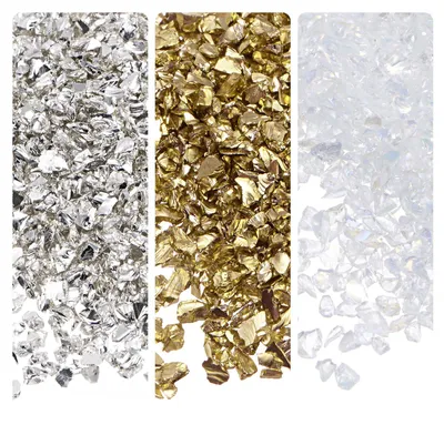 Image de Fragments de verre - Aspect scintillant irrégulier - Décoration pour travaux manuels - 1-4 mm - 3 couleurs - Tons clairs