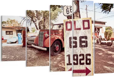 Produktbild von Bild auf Leinwand - Leinwandbild - Straße alt 66 USA - 150x100cm - Wand Bild - Wanddeko - Leinwanddruck - Bilder - Kunstdruck - Wanddekoration - Leinwand bilder - Wandkunst - EG150x100-3562