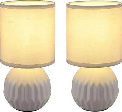 Produktbild von 2er Set Tischleuchte, Keramik, Textil, grau, H 23 cm