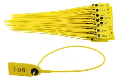 Sicherheitsplomben, 100 Stück, gelb, 40 cm, nummeriert