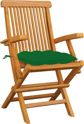 Produktbild von vidaXL Gartenstühle mit Grünen Kissen 6 Stk. Massivholz Teak