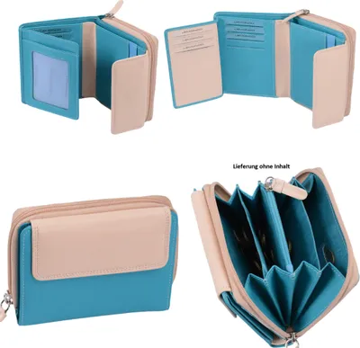 Produktbild von türkis-beige Damenreißverschlussbörse, Leder