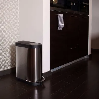 Produktbild von EKO - Europe Viva Step Bin 40L, 40 l, Rund, Edelstahl, Schwarz, Edelstahl, Terrasse, 580 mm