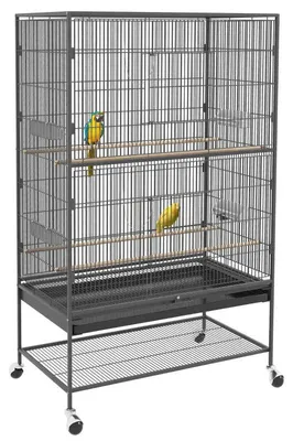 Obrázek produktu pro Klec pro malé ptáky se stojanem | Barva: Šedá | Rozměry: 57 x 94 x 153 cm