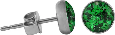 Produktbild von Chirurgenstahl Ohrstecker Glitterline Farbe - Dunkelgrün Größe - 6 mm