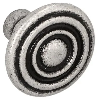Produktbild von Knopf für Möbel aus Zinklegierung, Durchmesser 33 mm, glänzendes Alt-Silber