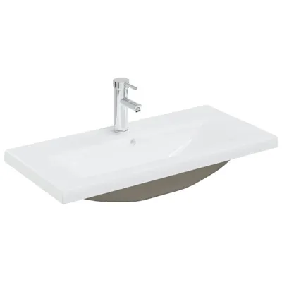 Produktbild von vidaXL Einbauwaschbecken mit Wasserhahn 81x39x18 cm Keramik Weiß