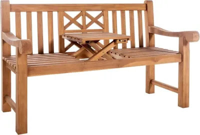 Zdjęcie produktu dla Sofa z drewna tekowego ze stolikiem - drewniana sofa - odporna na warunki atmosferyczne na zewnątrz i wewnątrz pomieszczeń