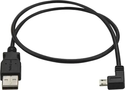 Produktbild von StarTech.com Micro USB Lade- und Sync-Kabel St/St - Links gewinkelt Micro-USB - 0,5m, 0,5 m, USB A, Micro-USB B, USB 2.0, Stecker/Stecker, Schwarz