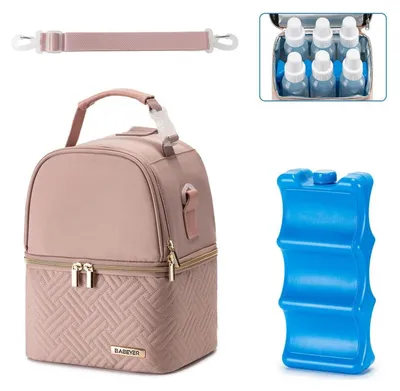 Image de Sac isotherme pour lait maternel, avec accumulateur de froid, pour 6 biberons de bébé jusqu'à 270 ml, couleur rose