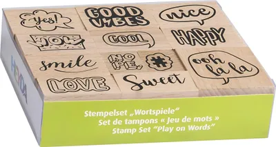 Produktbild von HEYDA 204888682 Stempel-Set Wortspiele 12 x 10 x 3 cm Holz