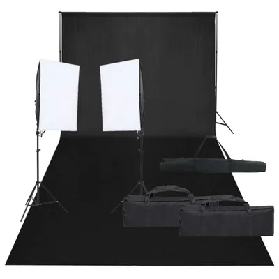 Productafbeelding van Fotostudioset met verlichtingsset en achtergrond