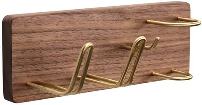 Produktbild von Wandmontierter Haartrocknerhalter aus Holz, multifunktionaler Badezimmerhalter für Rasierer, Zahnbürsten und Steckdosen, Ablage A