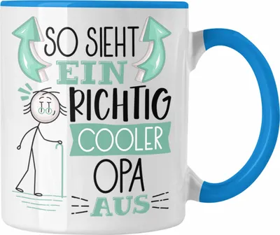 Produktbild von Trendation - Opa Tasse Geschenk So Sieht Ein RIchtig Cooler Opa Aus Geschenkidee Lustiger Spruch Geburtstag Becher Kaffeetasse Vatertag (Blau)