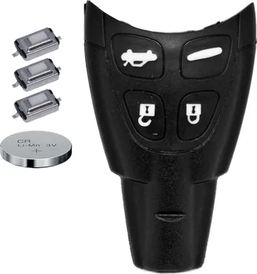 Produktbild von Auto Schlüssel Smartkey Funk Fernbedienung Sender 4 Tasten Gehäuse + CR3032 Batterie + 3X Mikrotaster kompatibel mit SAAB