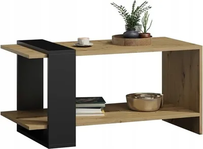 Produktbild von MATKAM Eleganter Couchtisch WIKA, H51,8 x B100 x T53,6 cm, Perfekt für moderne und klassische Innenräume, Loft-Retro, (Artisan Eiche-Schwarz)