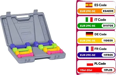 Obrázek produktu pro Sada činek, 0,5 kg závaží, 1 kg závaží, 1,5 kg závaží, 2 kg závaží, 4 páry, sada 8 kusů