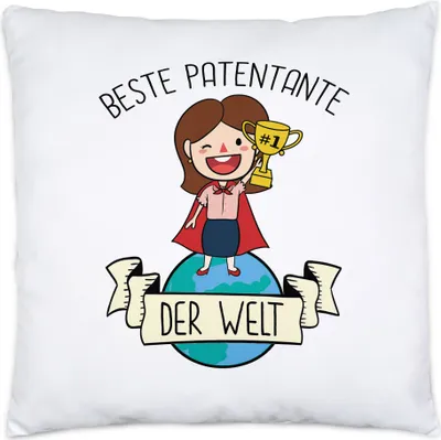 Produktbild von Beste Patentante der Welt Kissen Inkl. Füllung Lustig Geschenkidee Tante Geschwister Geburtstag Nichte Neffe