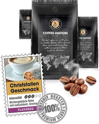 Produktbild von Kaffee CHRISTSTOLLEN aromatisiert von Coffee-Nation, 500g Bohnen