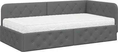 Produktbild von vidaXL Eckbettgestell Dunkelgrau 90 x 190 cm Stoff
