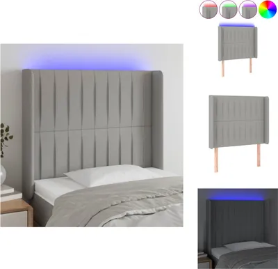 Produktbild von vidaXL LED Kopfteil Hellgrau 93x16x118/128 cm Stoff -  Kopf- & Fußenden