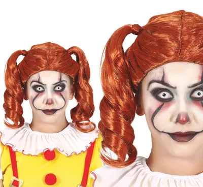 Produktbild von Clown Halloween Perücke Rote Lockige Haare Für Spukige Nächte Erwachsene Grusel Kostüm Schaurige Faschingsparty Verkleidung Horror, Farbe: Orange