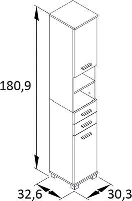 Produktbild von Hochschrank 30cm in anthrazit mit Eiche PROVIDENCE-80