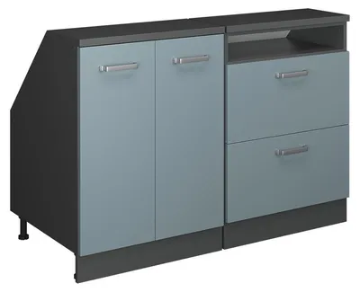 Produktbild von Küchenschrank für Dachschrägen Vicco R-Line Blau-Grau 120 cm 2er Set Schrankkorpuss 60 cm Tiefe, Model 60247