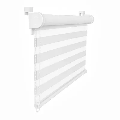 Produktbild von FURNIFY® Doppelrollo 72 x 150 cm Fensterrollo Tag-Nacht ohne Bohren, Kettenzug mit Stopper | Klemmfix Zebrarollo: Weiß