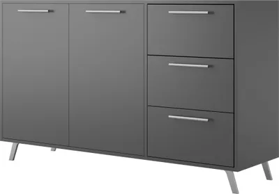 Produktbild von Albello Kommode Blame Kommode für das Schlafzimmer Kommode für das Wohnzimmer Marine Marineblau silberne Griffe 140x41x86 cm
